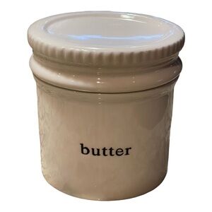 White Black Butter Crock